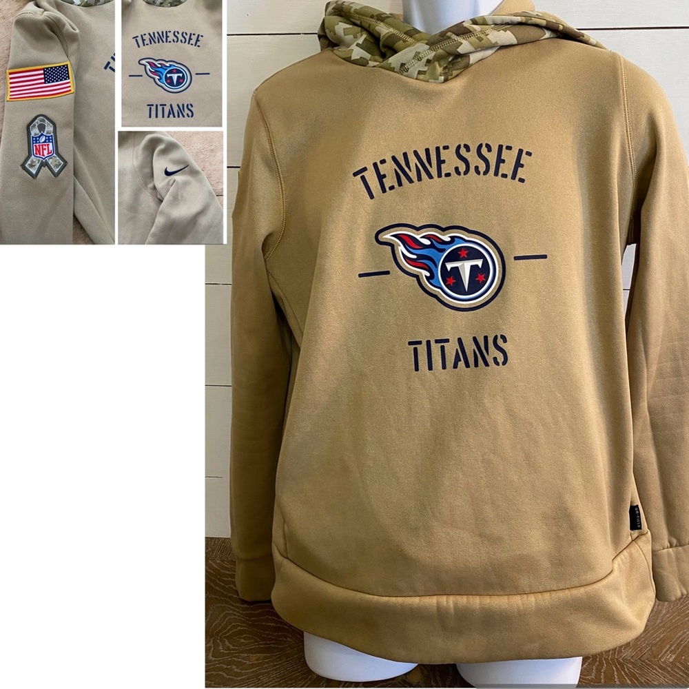 Nike On Field Salute To Service Youth‎ L Tan/Camo Tennessee Titans Hoodie